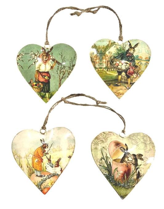 S/4 10cm hearts with rabbit design