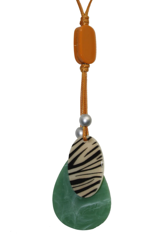Green and animal print necklce