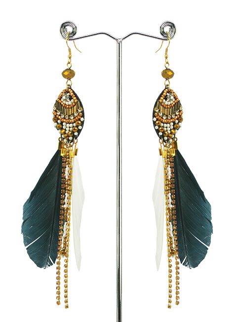 Black /white feather earrings
