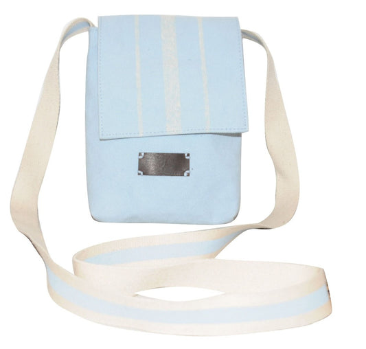 Light blue cotton mobile bag12.5(w) x 17.5(h) cm