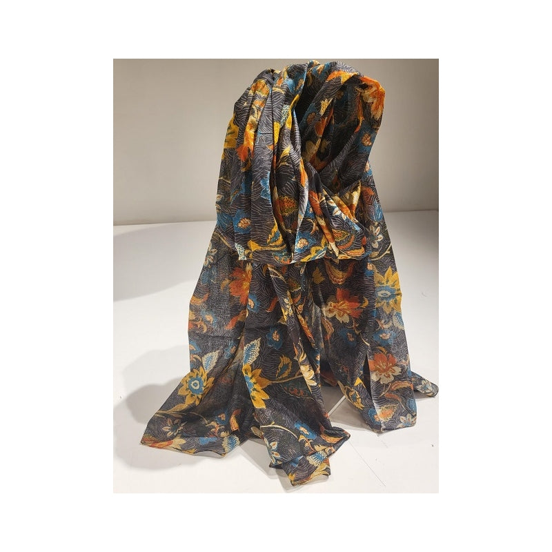 Cotton Flower Scarf - Gris Fonce