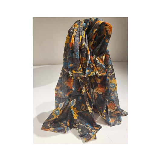 Cotton Flower Scarf - Gris Fonce