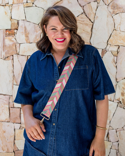 Guitar Strap - Pink & Green Arrows