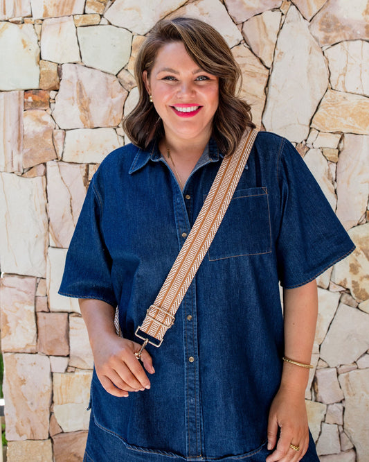 Guitar Strap - Brown & White Pattern