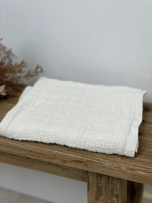 Audrey Heavy Mesh Hand Towel - Optic White