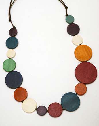Classic Multi-Coloured Wooden Circles Necklace N6-4910