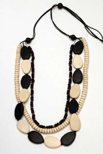 Chunky 3-Layered Wooden Beaded Necklace SN6-5396AB