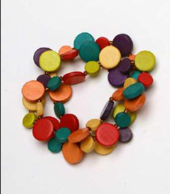 Multi-Colored Whimsical Wooden Bracelet B7-199