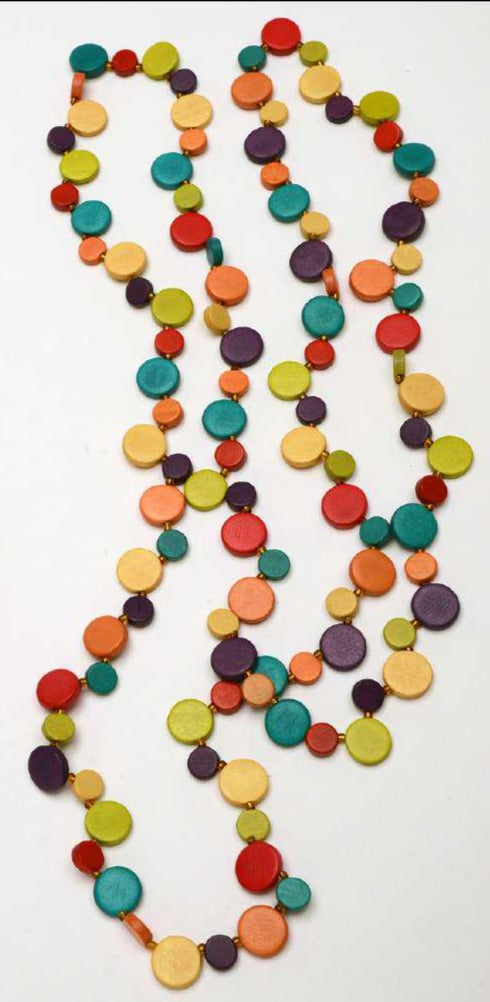 Vibrant Wooden Beaded Necklace N7-199x