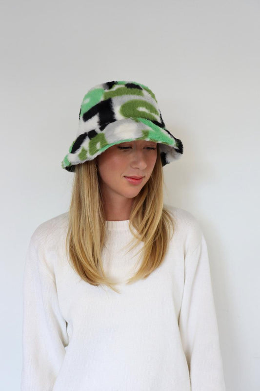 Faux Fur Bucket Hat Multicoloured - 7102