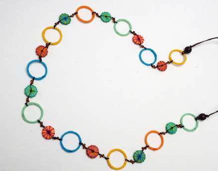 Colourful Rings and Embroidered Beads Necklace N14-284XY