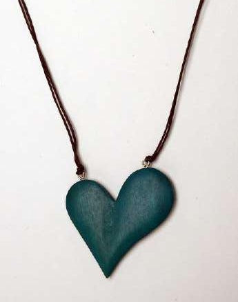 Chunky Wooden Heart Pendant Necklace N6-6071