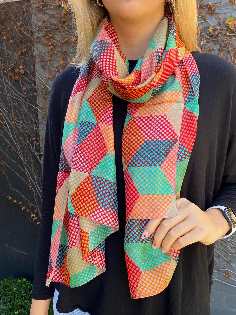 Multicolored Silk Scarf - 5524