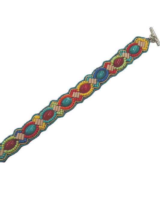 red multi bead bracelet