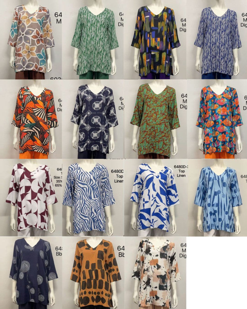 Printed Linen Top