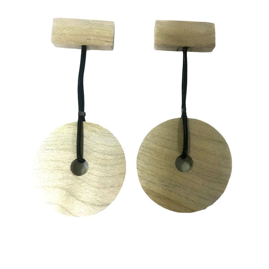 White wooden earrings