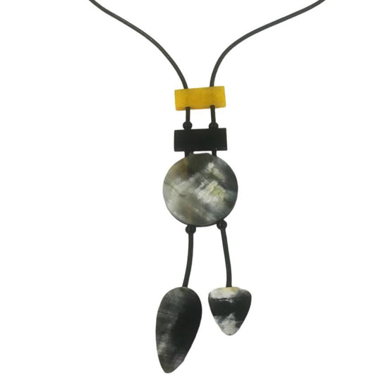 Black and Mustard horn & resin necklace
