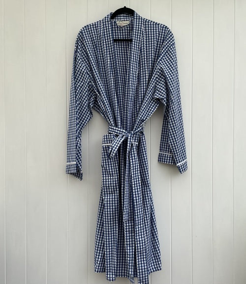 Blue Check Unisex Dressing Gown/Kimono