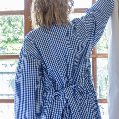 Blue Check Unisex Dressing Gown/Kimono