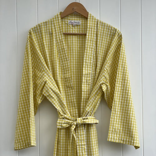 Yellow Check Child Dressing Gown (Pack Of 4)