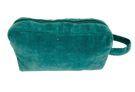 Emerald green velvet pouch /mustard lining 22x14x7cm