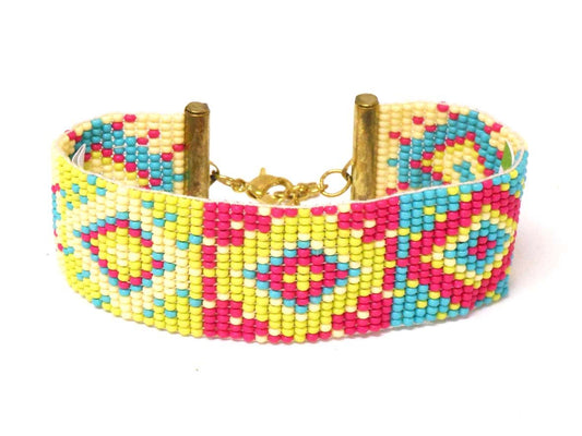 Cream / Turq Beaded Bracelet