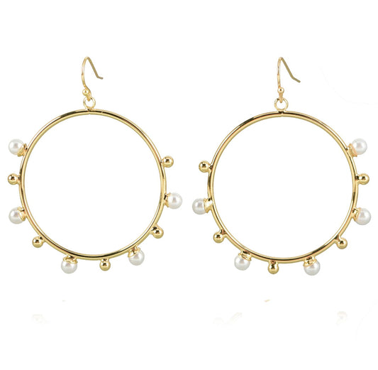Hoop gold E/R with pearls