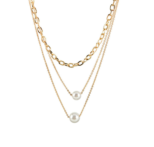 Double strand pearl necklace