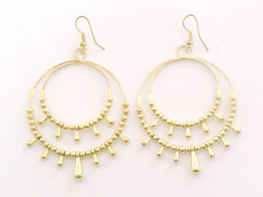 2line brass bead round earring