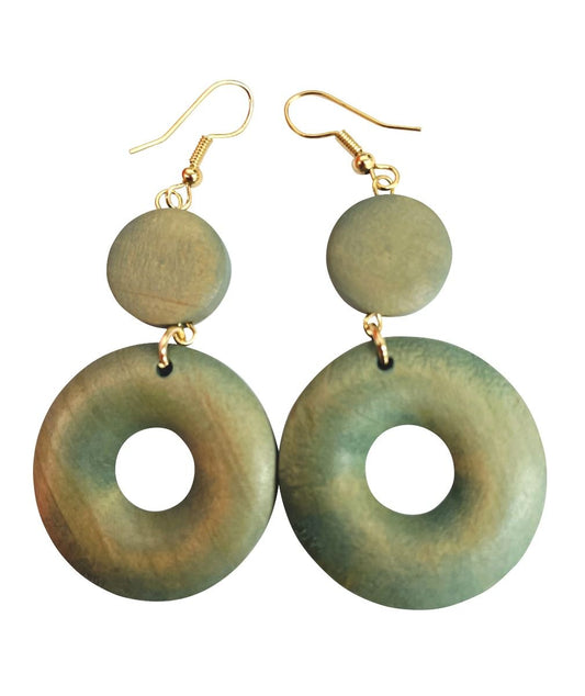 Grey/green wood Earring