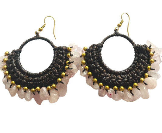 Crochet earrings with natural