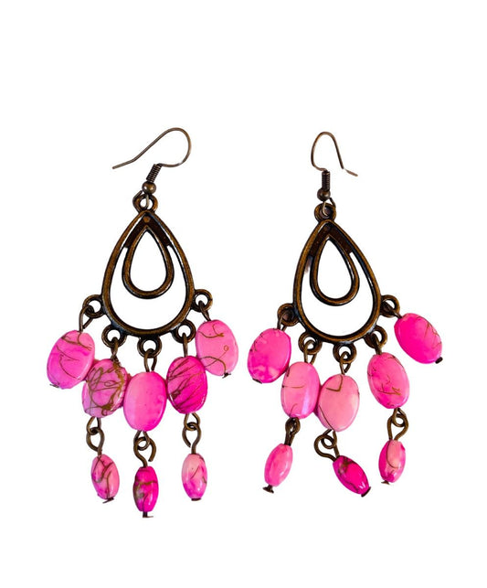 Earrings with pink stones