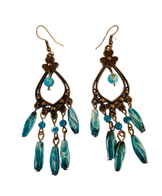 Earrings with turquoise stones