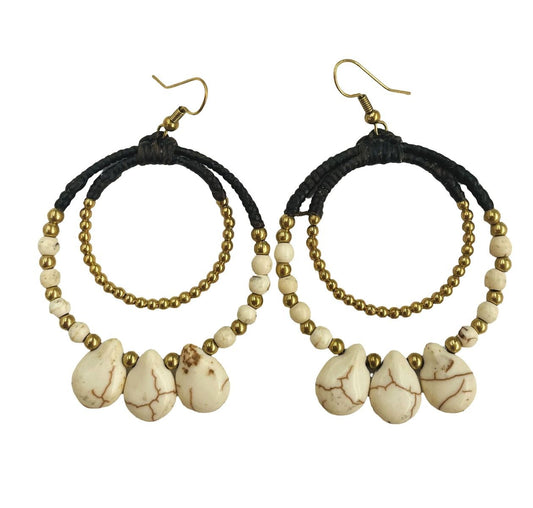 white agate beaded earrings