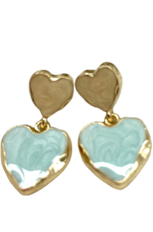 Turquoise/ cream heart agate earrings