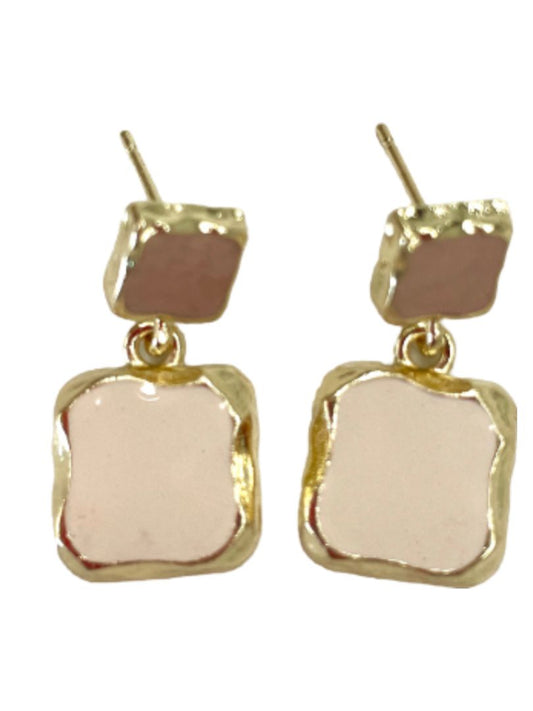 Cream/pink agate earrings