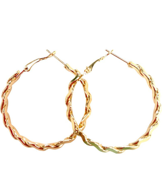 4 cm plaited brass hoops