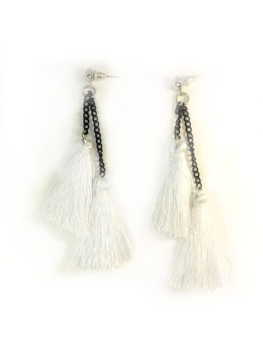 White tassel earrings