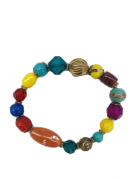 Multi col glass bead bracelet