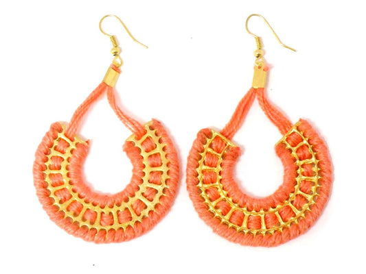 Salmon pink fabric earrings