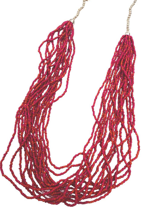 Red/pink glass bead necklace