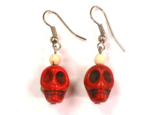 red skull earrings