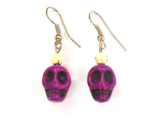 purple skull earrings