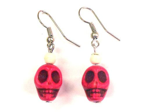 pink skull earrings