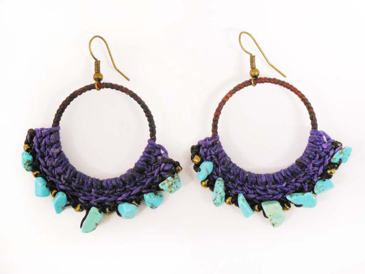 turq/ purple crochet earrings