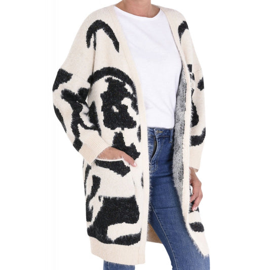 Long Jaquard Knitted Cardigan 66708