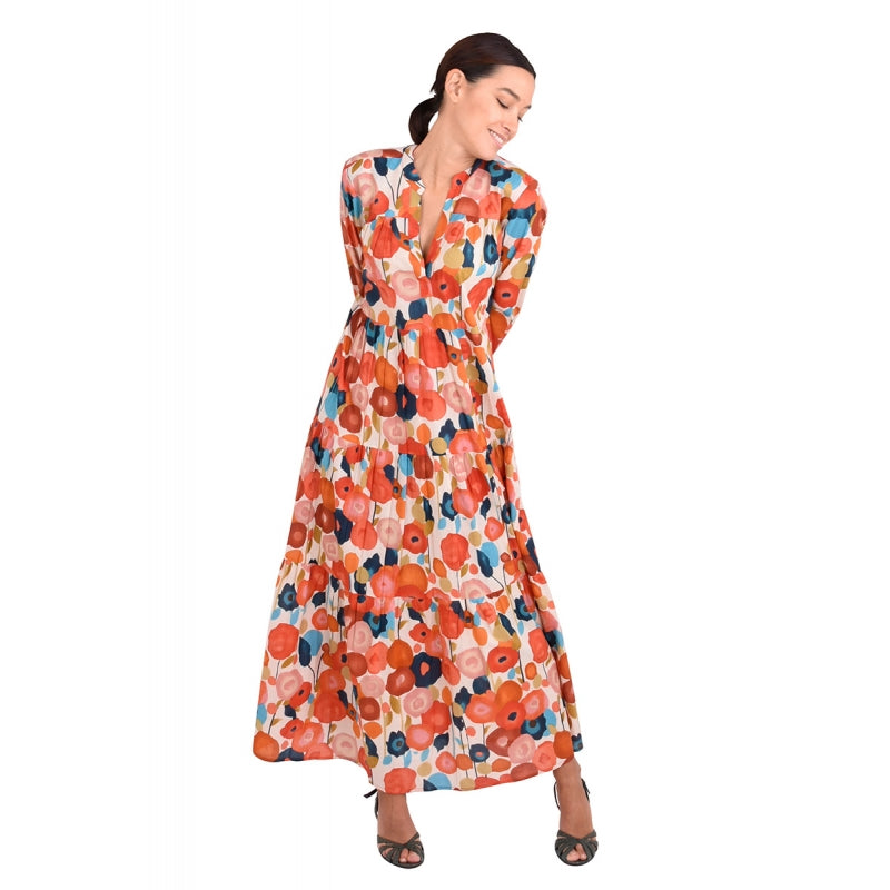 Pleated Cotton Printed Dress 67148