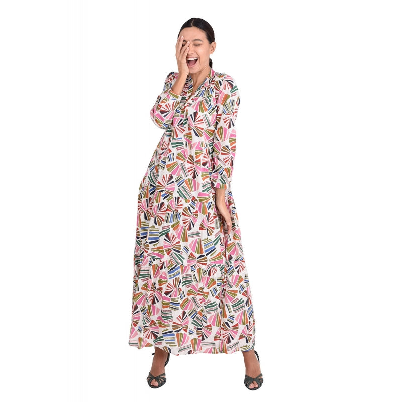 Pleated Cotton Printed Dress 67148