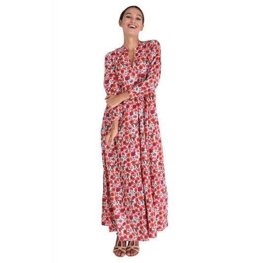 Pleated Cotton Printed Dress 67148