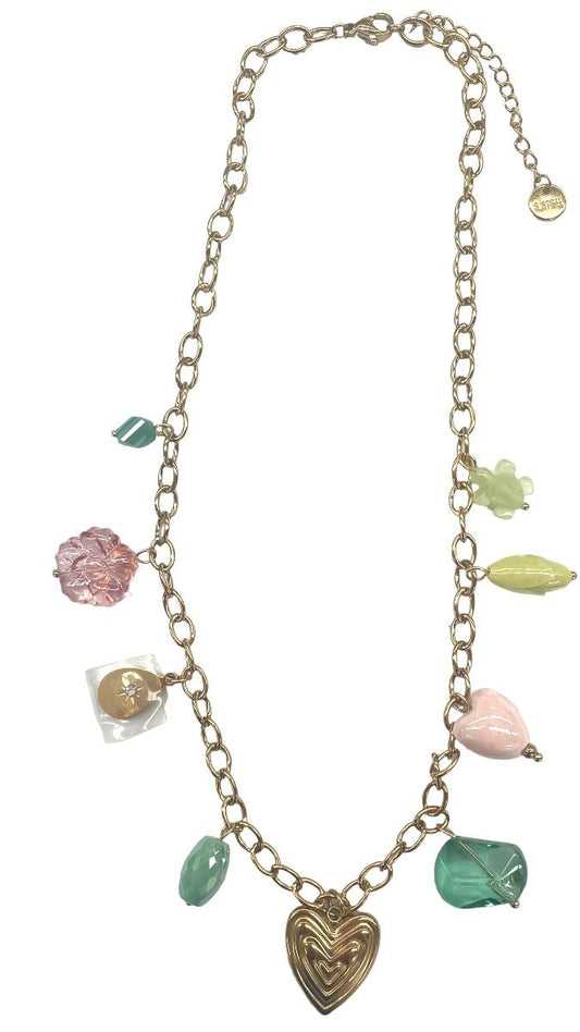 Gold plated multi charm neckle